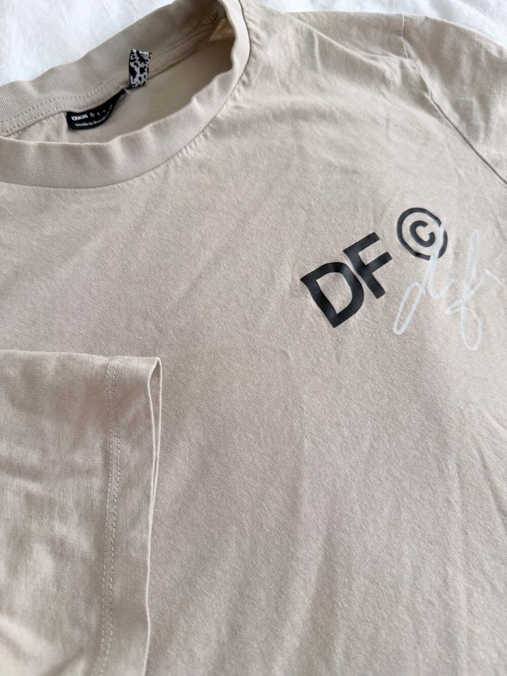 ASOS DESIGN DF Mens Beige Cotton T-Shirt Short Sleeve Crew Neck Pullover 2XSL